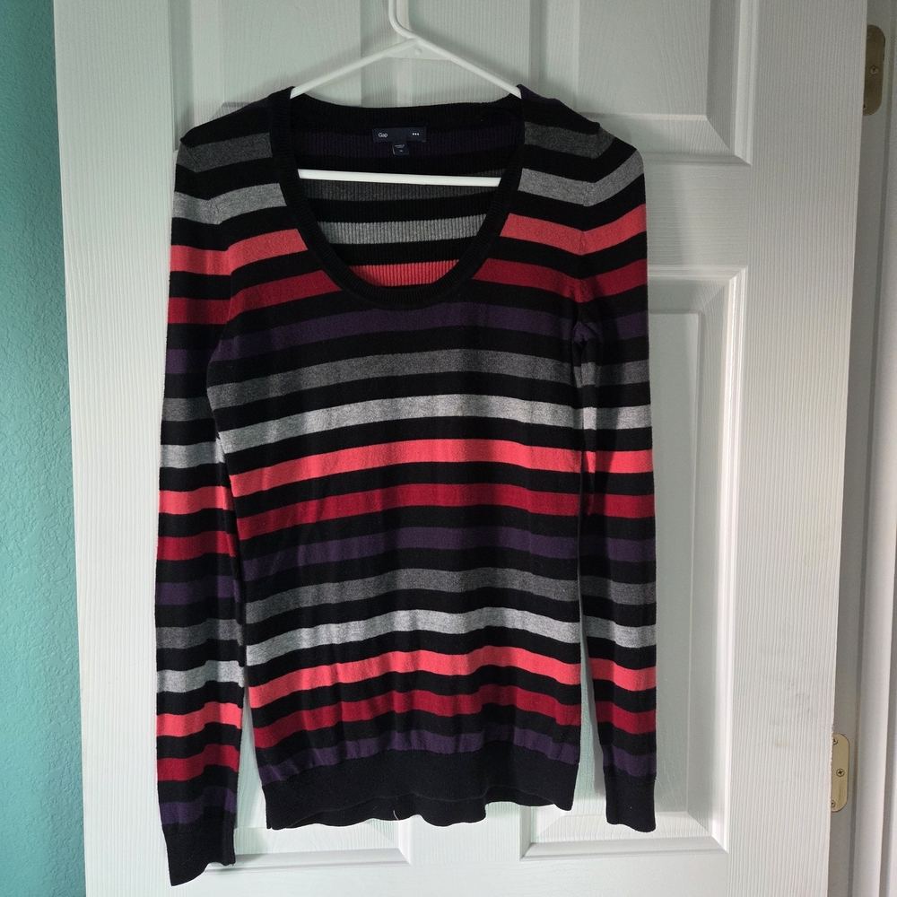 GAP Women's Striped Sweater - Black, Red, Gray, Purple